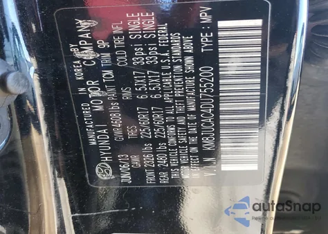 2013 Hyundai Tucson Gls from USA, damaged, VIN KM8JUCAC4DU755200